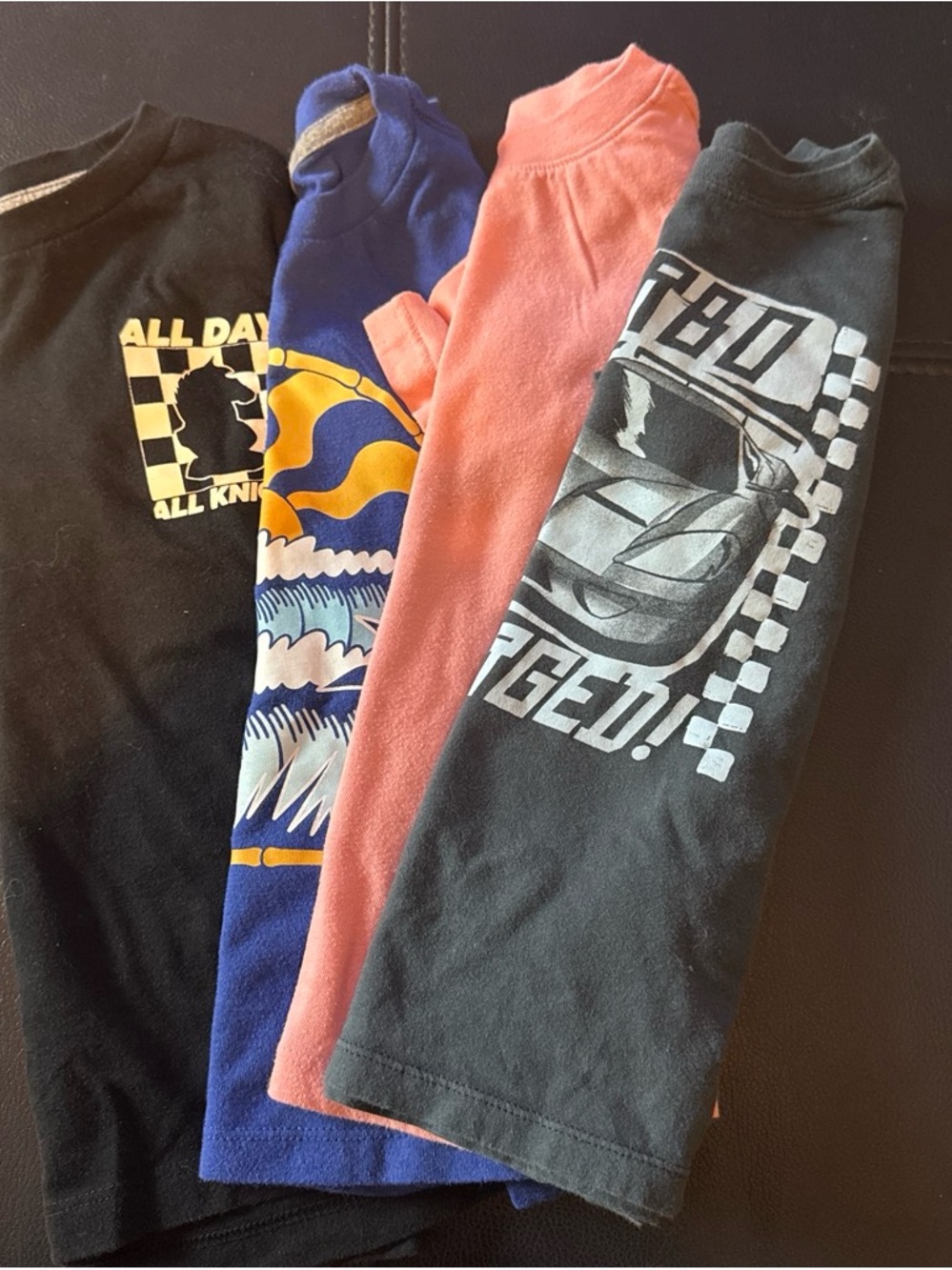 Old Navy Kids Long Sleeve Graphic Tees — Black, Blue & Coral